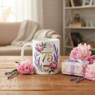 Personalized 75th Birthday Grandma Floral Keepsake Coffee Mug