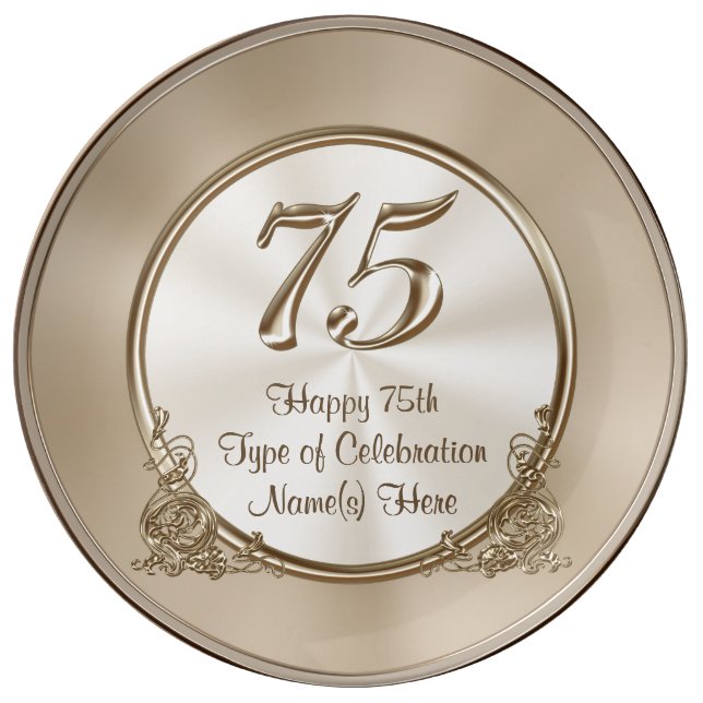 Personalized 75th Birthday Ideas for Mom or Wife Plate (Front)