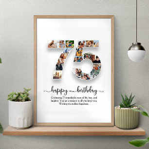 Personalized 75th Birthday Photo Collage Poster
