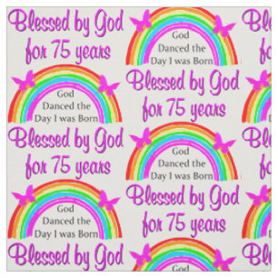 PERSONALIZED 75TH BIRTHDAY RAINBOW DESIGN FABRIC