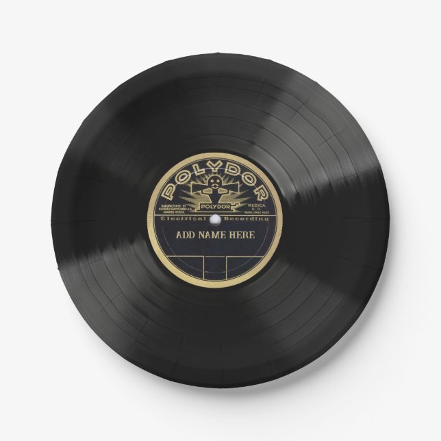 Personalized 78 Vinyl Record Design Paper Plates (Front)