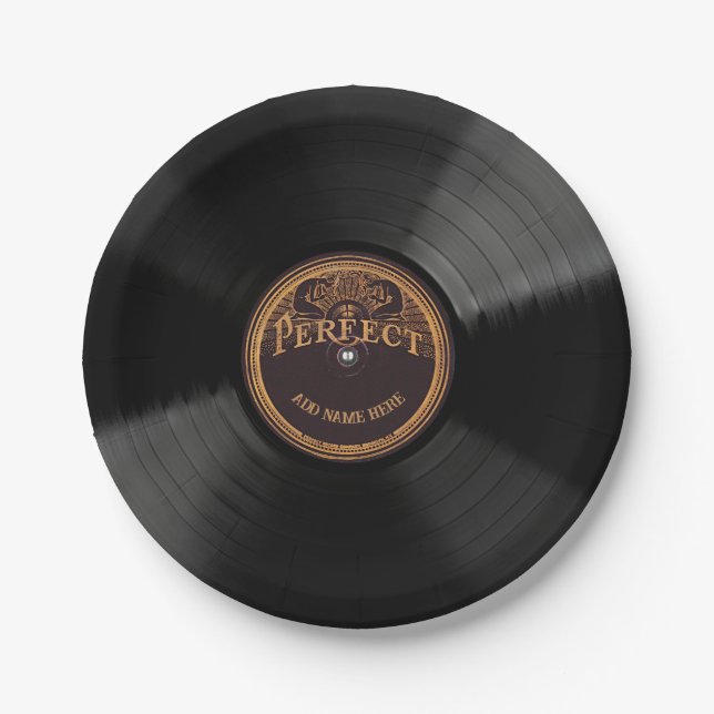 Personalized 78 Vinyl Record Design Paper Plates (Front)