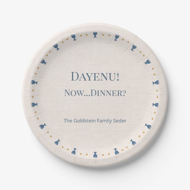 Personalized 7-Inch Passover Seder Appetizer Plate (Front)