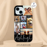 Personalized 7 Photo Collage Custom Colours iPhone 15 Case<br><div class="desc">Create your own personalized photo collage custom cell phone case utilizing this easy-to-upload photo template design with 7 pictures in different sizes and shapes with your custom text (name or monogram) in editable font styles and colours against your choice of background colour (shown with a white name in chic handwritten...</div>