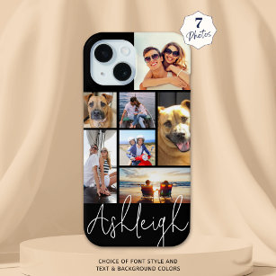 Personalized 7 Photo Collage Custom Colours iPhone 15 Case