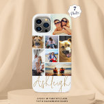 Personalized 7 Photo Collage Custom Colours Case-Mate iPhone 14 Case<br><div class="desc">Create your own personalized photo collage custom cell phone case utilizing this easy-to-upload photo template design with 7 pictures in different sizes and shapes with your custom text (name or monogram) in editable font styles and colours against your choice of background colour (shown with a gold name in chic handwritten...</div>