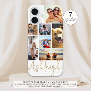 Personalized 7 Photo Collage Custom Colours iPhone 16 Case