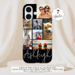 Personalized 7 Photo Collage Custom Colours iPhone 16 Case<br><div class="desc">Create your own personalized custom colour photo cell phone case utilizing this easy-to-upload photo collage template with 7 pictures in different sizes and shapes and your name in your choice of font style and all colours (shown with a chic handwritten signature style font in white on a black background). PHONE...</div>