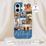 Personalized 7 Photo Collage Custom Colours iPhone 16 Case<br><div class="desc">Create your own personalized, custom colour photo cell phone case utilizing this easy-to-upload photo template design with 7 pictures in different sizes and shapes name in your choice of font style and all colours (shown with a modern, chic handwritten signature style font in white on a blue background). PHONE OPTIONS:...</div>
