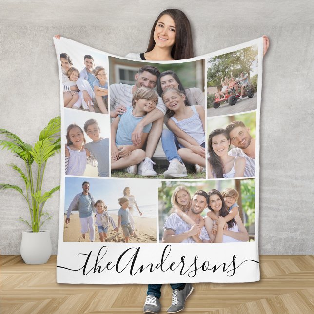 Personalized 7 Photo Collage Family Fleece Blanket (Creator Uploaded)