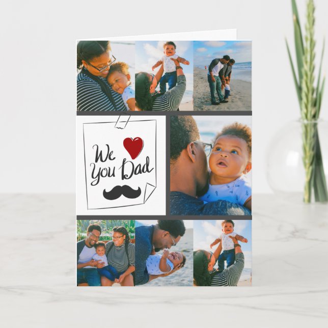 Personalized 7 Photo Collage First Father's Day  Card (Front)