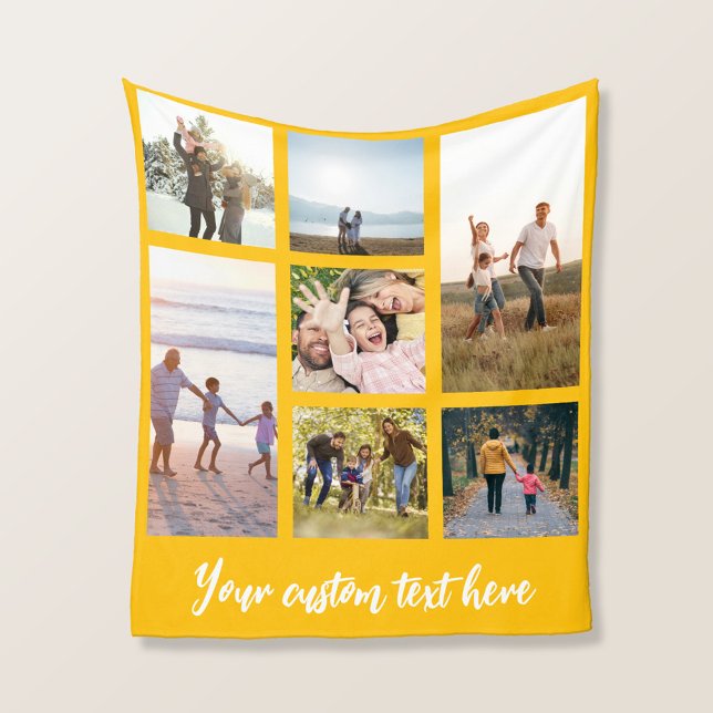 Personalized 7 Photo Collage Fleece Blanket (Creator Uploaded)