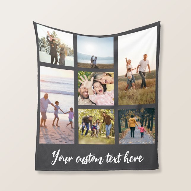 Personalized 7 Photo Collage Fleece Blanket (Creator Uploaded)