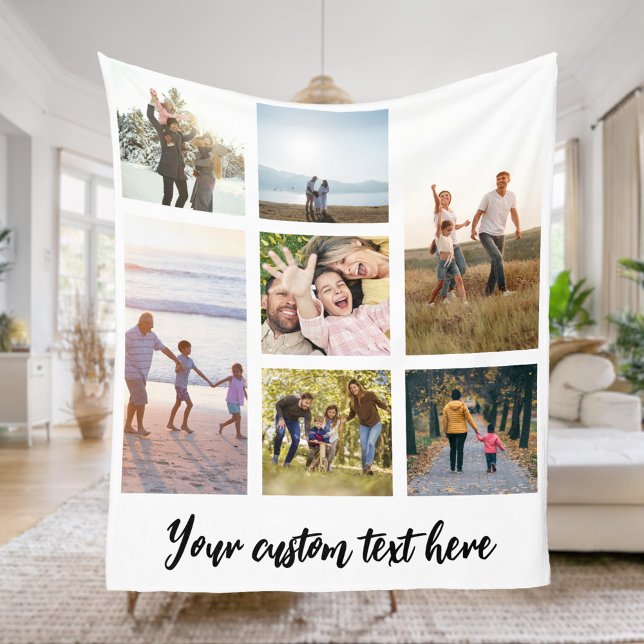 Personalized 7 Photo Collage Fleece Blanket (Creator Uploaded)
