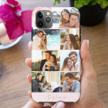 Personalized 7 Photo Collage Pink Marble iPhone 11 Pro Max Case<br><div class="desc">Modern photo collage iPhone case with pink marble background, which you can personalize with your name and 7 of your favourite photos. The template is set up ready for you to add your photos, working top to bottom in rows. Your name is written in elegant script typography, in blush pink....</div>