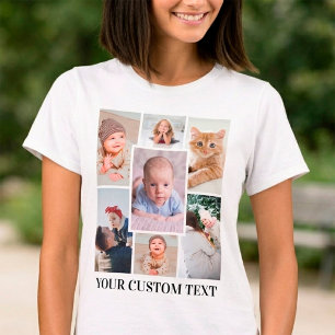 Personalized 7 Photo Collage with Custom Text T-Shirt