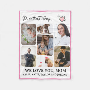 Personalized 7-Photo Fleece Blanket for Mom