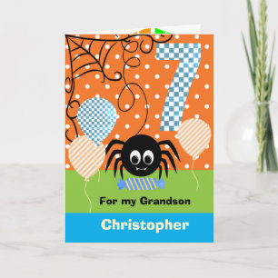 Personalized 7h Birthday Halloween for Grandson Card