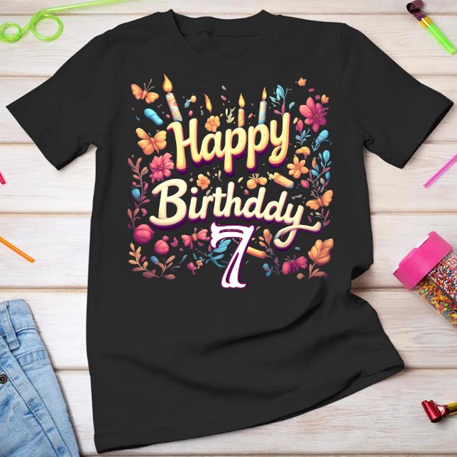 Personalized 7th Birthday Girl T-Shirt (Creator Uploaded)