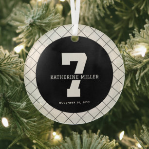 Personalized 7th Birthday Modern and Elegant Glass Ornament