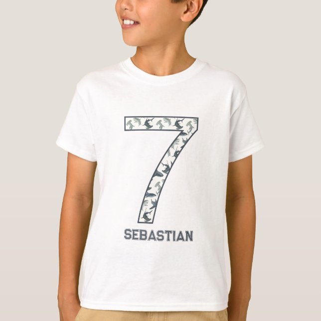 Personalized 7th Birthday Shark Shirt  (Front)