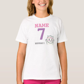 Personalized 7th birthday white cat T-Shirt