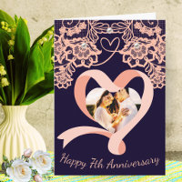Personalized 7th Wedding Anniversary | Peach Lace