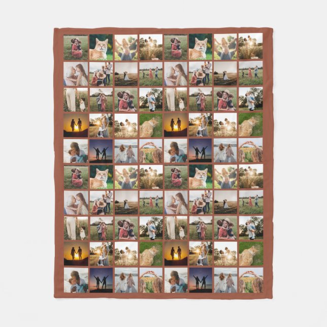 Personalized 80 Photo Collage Fleece Blanket (Front)