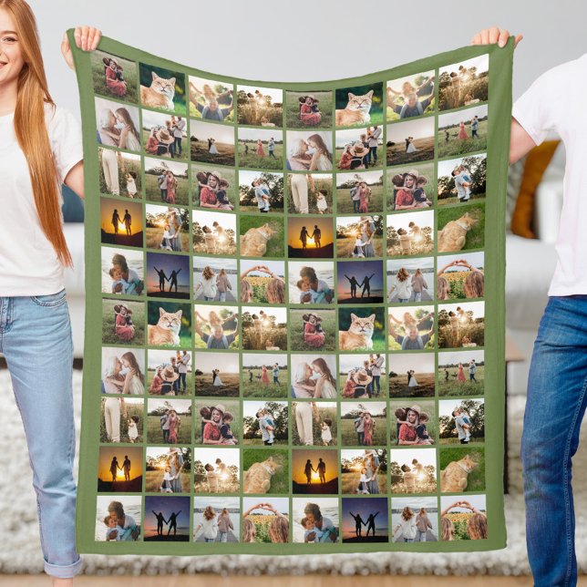 Personalized 80 Photo Collage Fleece Blanket (Creator Uploaded)