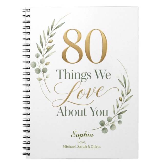 Personalized 80 Things We Love About You Notebook (Front)