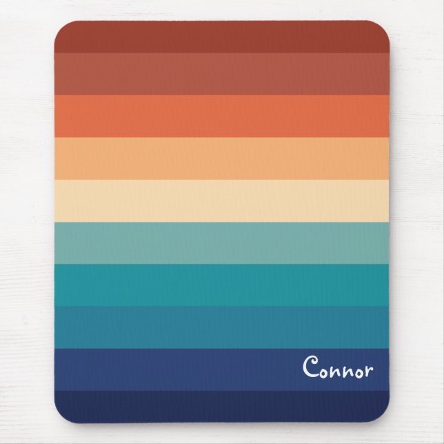 Personalized 80s Colourful Gradient Striped Patter Mouse Pad (Front)