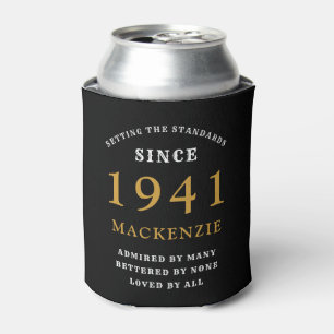Personalized 80th Birthday 1941 Black Gold Huge Can Cooler