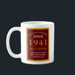 Personalized 80th Birthday 1941 Elegant Red Gold Coffee Mug<br><div class="desc">A huge 80th birthday red and gold coffee mug for those special people born in 1941. Easily customize the text using the template provided. Part of the setting standards range of greeting cards and gifts.</div>