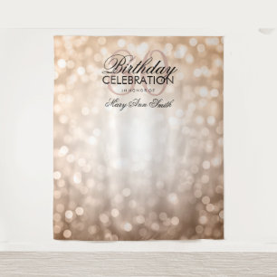 Personalized 80th Birthday Backdrop Rose Gold Tapestry