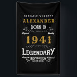Personalized 80th Birthday Born 1941 Vintage Black Banner<br><div class="desc">A personalized classic party banner for that special birthday born in 1941 and turning 80. Add the name to this vintage retro style black, white and gold design for a custom 80th birthday gift. Easily edit the name and year with the template provided. A wonderful custom black birthday gift. More...</div>