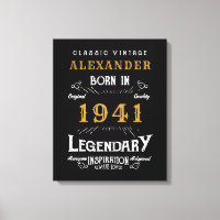 Personalized 80th Birthday Born 1941 Vintage Black