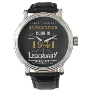 Personalized 80th Birthday Born 1941 Vintage Black Watch