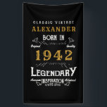 Personalized 80th Birthday Born 1942 Vintage Black Banner<br><div class="desc">A personalized classic party banner for that special birthday born in 1942 and turning 80. Add the name to this vintage retro style black, white and gold design for a custom 80th birthday gift. Easily edit the name and year with the template provided. A wonderful custom black birthday gift. More...</div>