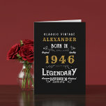 Personalized 80th Birthday Born 1946 Vintage Black Card<br><div class="desc">A personalized classic birthday card for that birthday celebration for somebody born in 1946 and turning 80. Add the name to this vintage retro style black, white and gold design for a custom birthday gift. Easily edit the name and year with the template provided. A wonderful custom black birthday gift....</div>