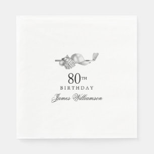 Personalized 80th Birthday Party Golf Theme Napkin