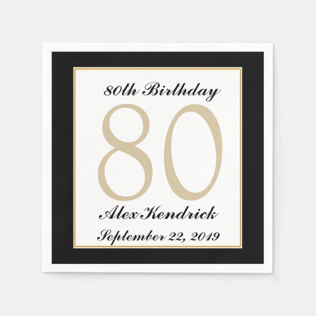 Personalized 80th Birthday Party Napkins (Front)