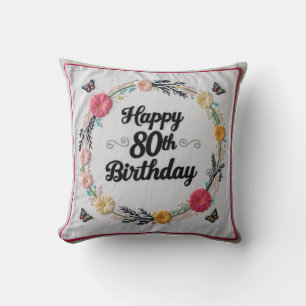 Personalized 80th Birthday Throw Pillow