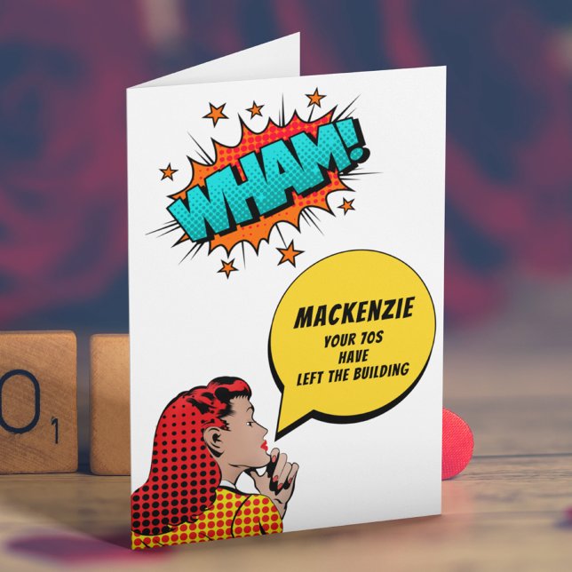 Personalized 80th Birthday Vintage Comic Funny Card (Creator Uploaded)