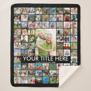 Personalized 81 Photo Collage Custom Colour Sherpa Blanket