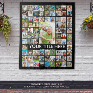 Personalized 81 Photo Collage Custom Colour Tapestry