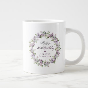 Personalized 85th Birthday Gift Purple Lilac Large Coffee Mug