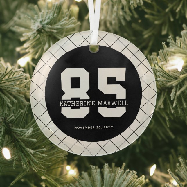 Personalized 85th Birthday Modern and Elegant   Glass Ornament (Insitu)