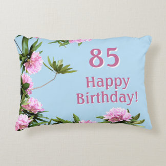 Personalized 85th Birthday Rhododendron Floral Accent Pillow