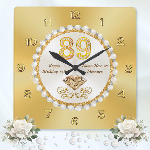 Personalized, 89th Birthday Gift Ideas, STUNNING Square Wall Clock