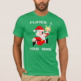 Personalized 8-Bit Santa Claus Christmas T-shirt